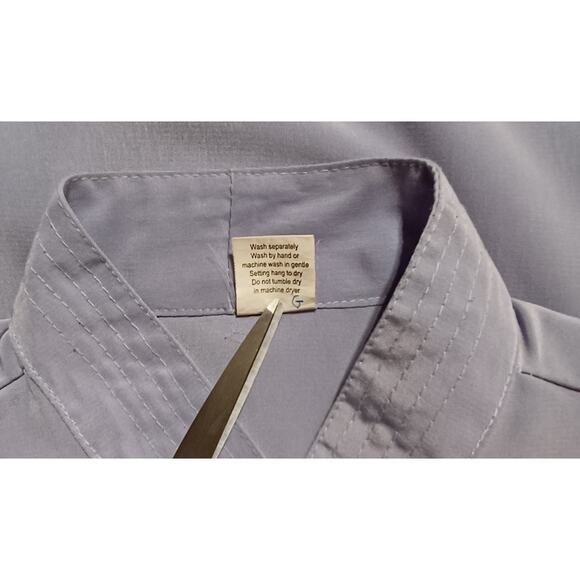 Kim Lai Fashions XL 100% Silk Chinese Tang Shirt Light Blue Dragon Frog Buttons - Picture 9 of 9